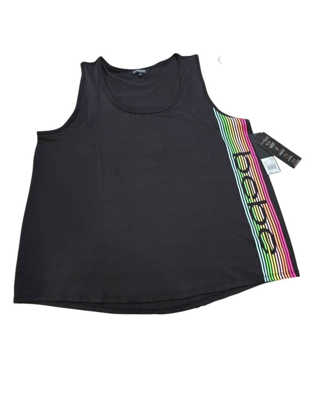 bebe Women's Plus Size Side Stripe Racerback Tank Top 1X